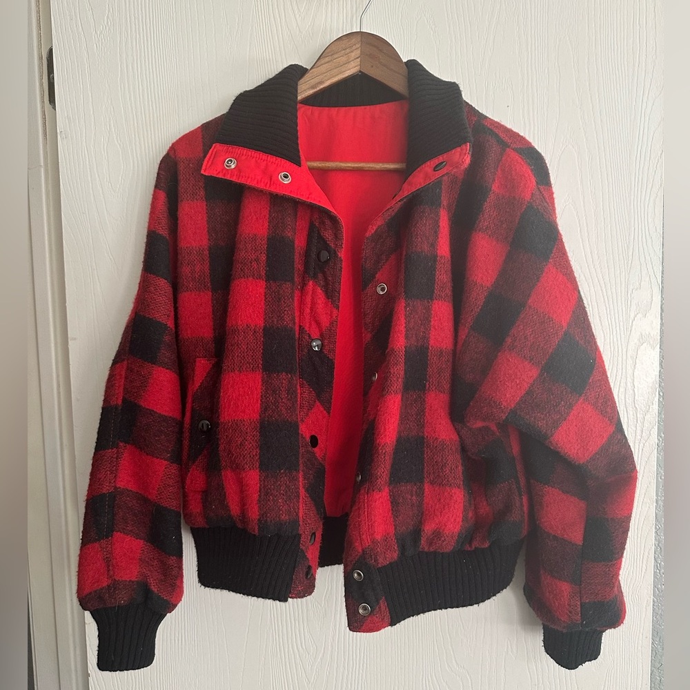 Vintage plaid reversible coat
